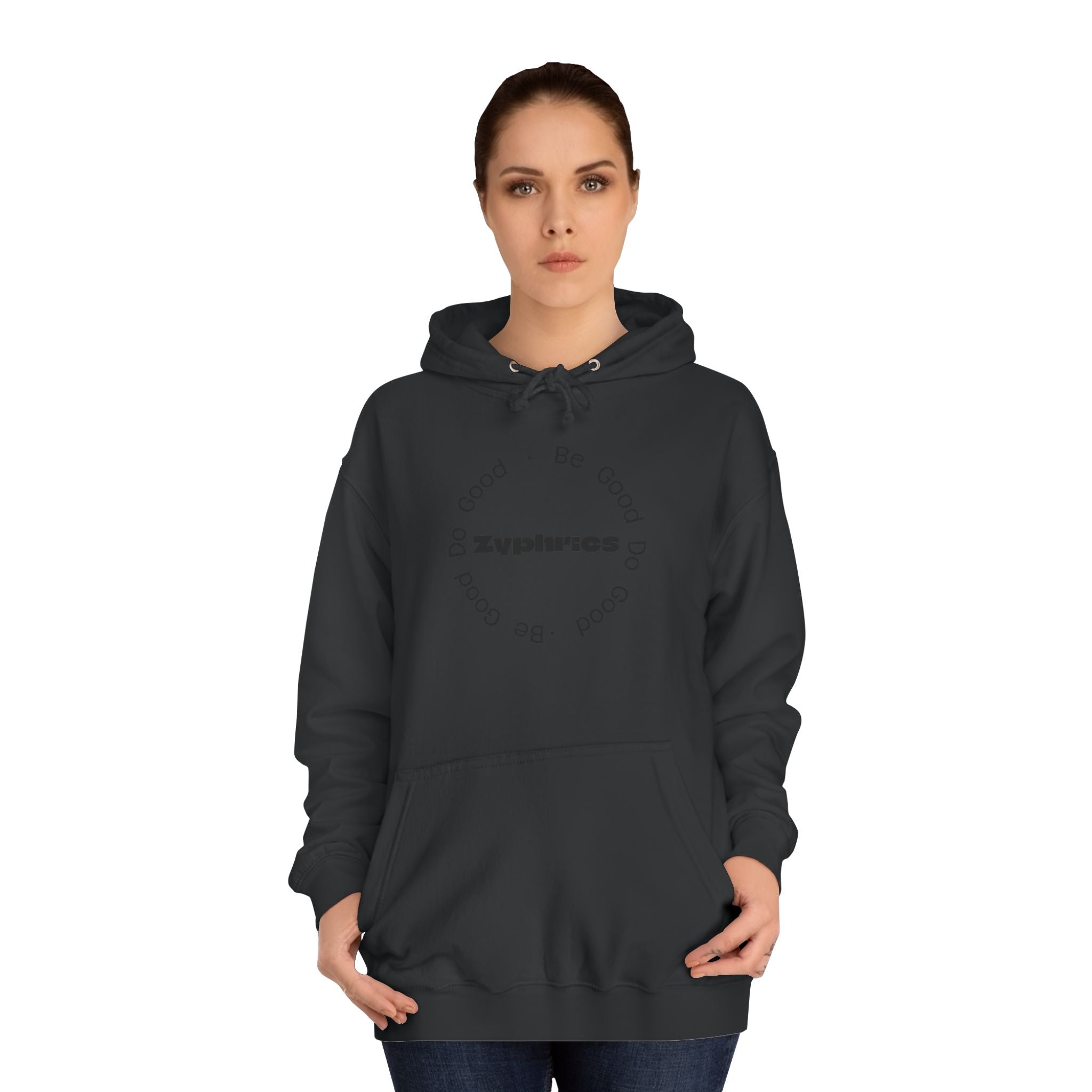 Minimalist ‘Good Vibes’ White Hoodie — College Style Casual Pullover