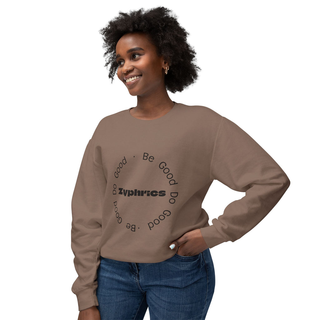 Crewneck Sweatshirt — Minimal "Be Good Do Good" Circle Design