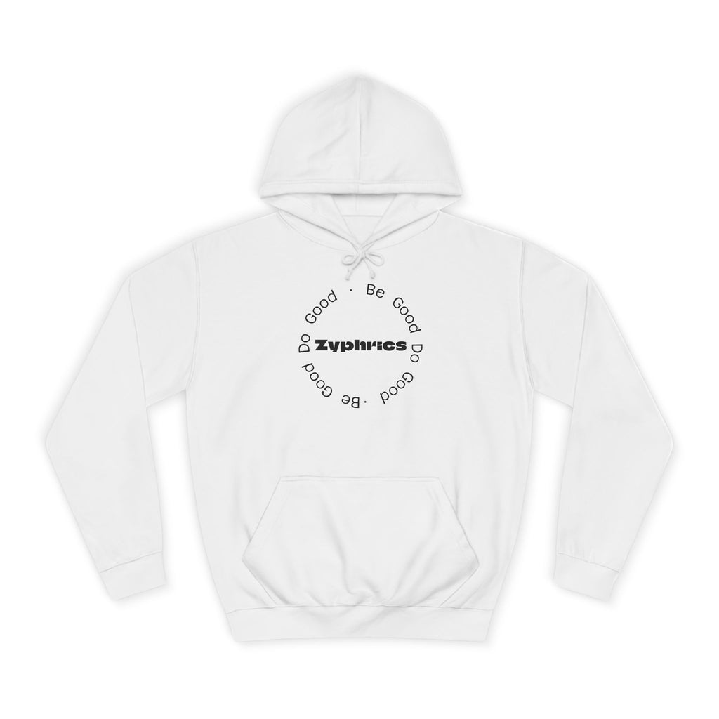 Minimalist ‘Good Vibes’ White Hoodie — College Style Casual Pullover