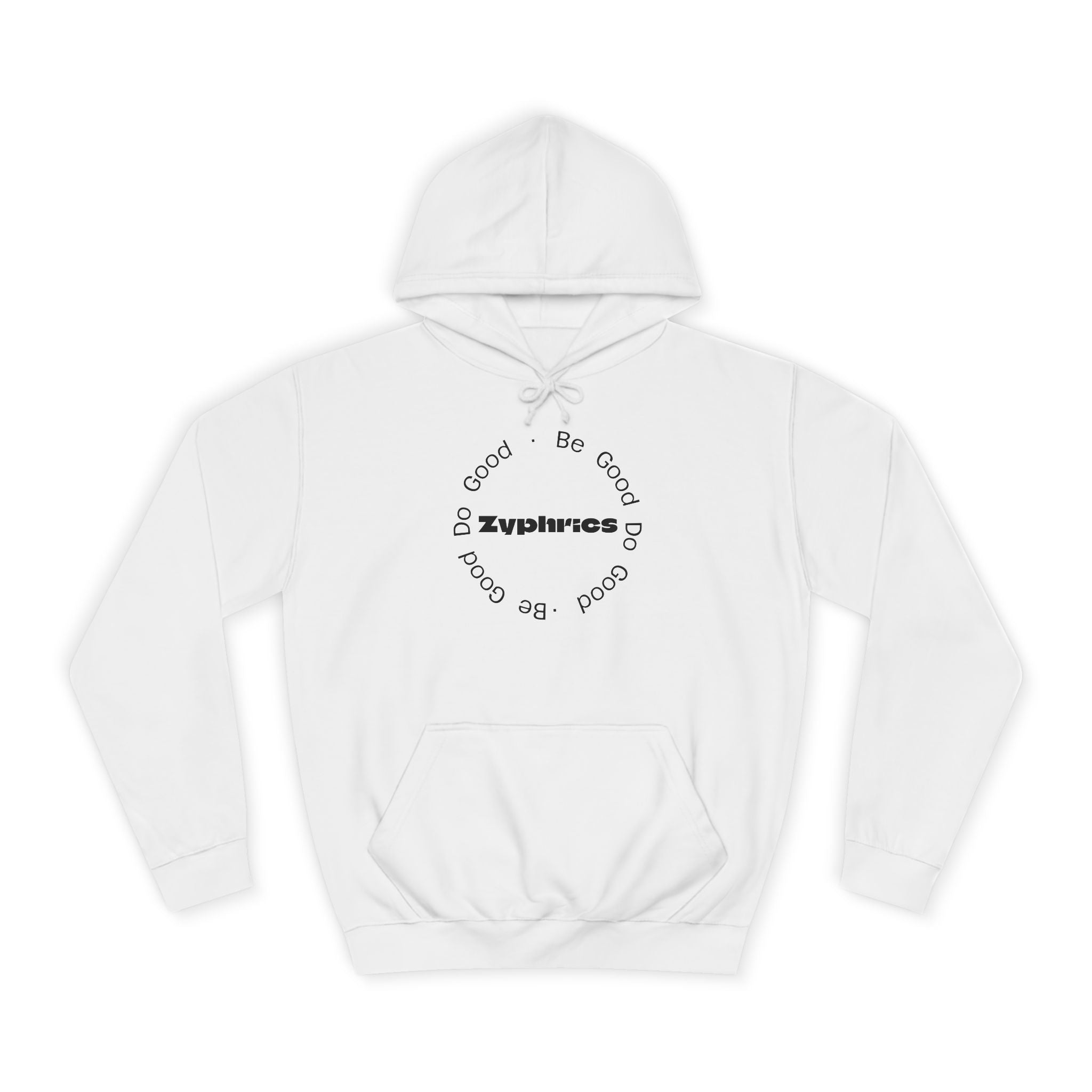 Minimalist ‘Good Vibes’ White Hoodie — College Style Casual Pullover