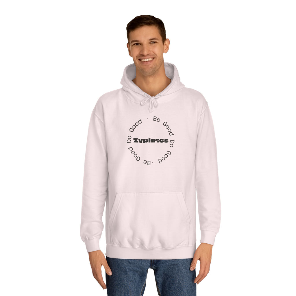 Minimalist ‘Good Vibes’ White Hoodie — College Style Casual Pullover
