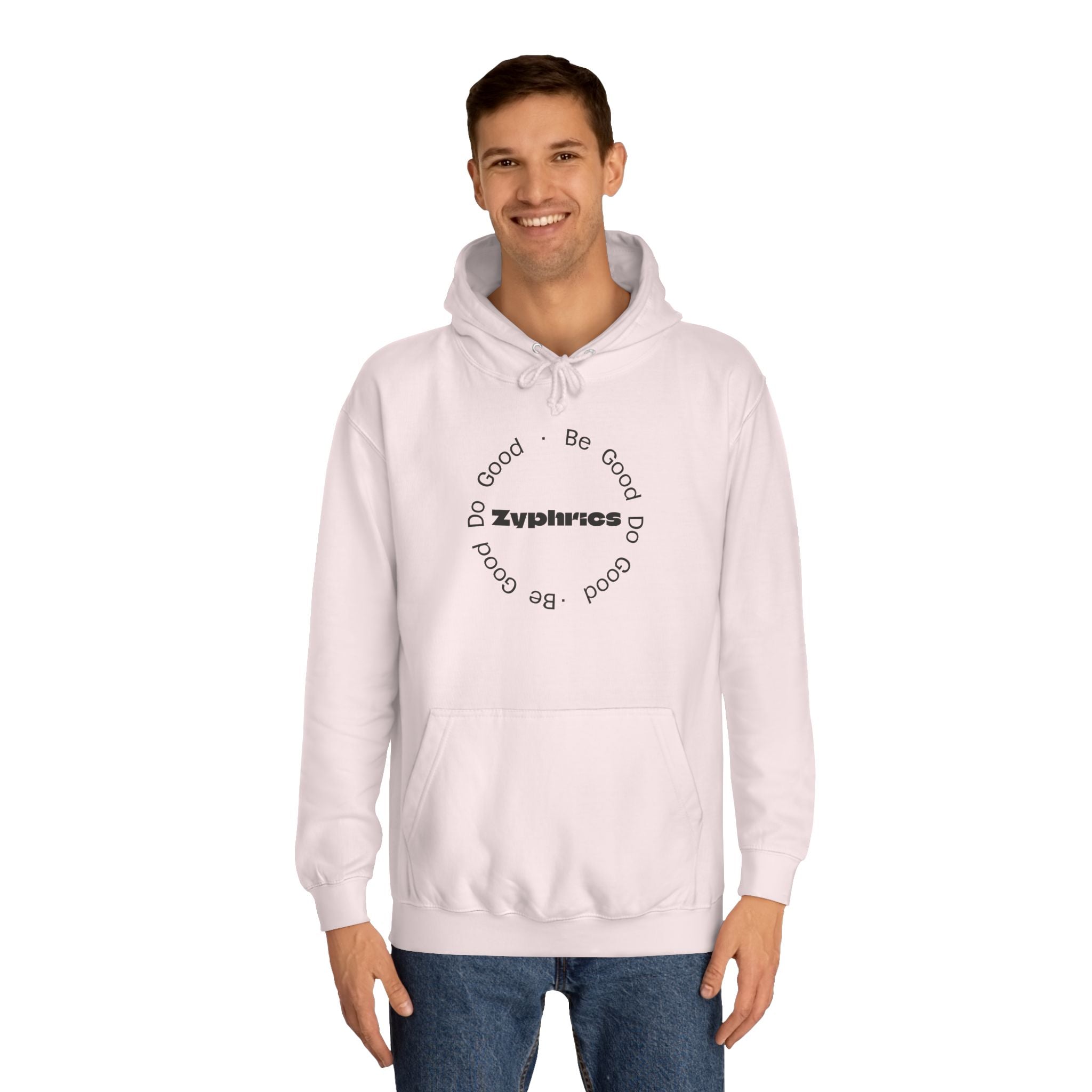 Minimalist ‘Good Vibes’ White Hoodie — College Style Casual Pullover
