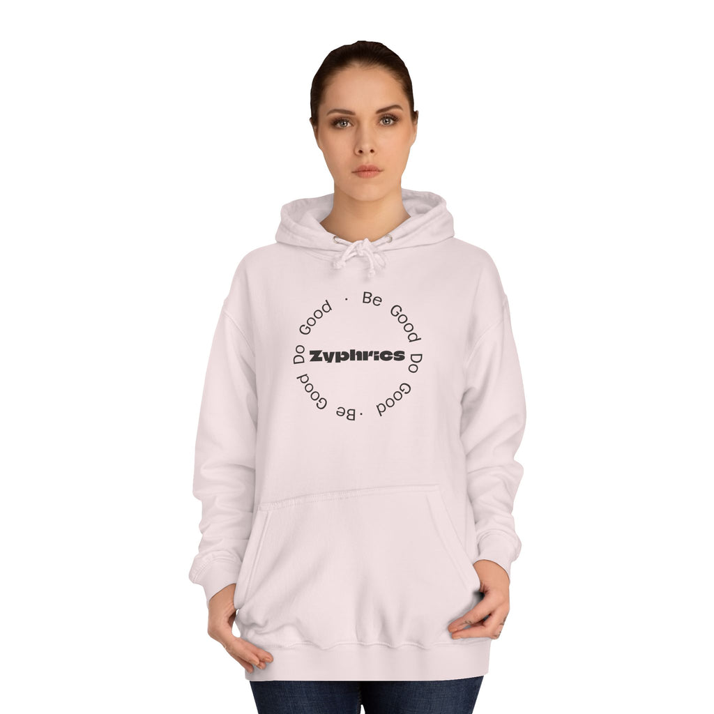 Minimalist ‘Good Vibes’ White Hoodie — College Style Casual Pullover
