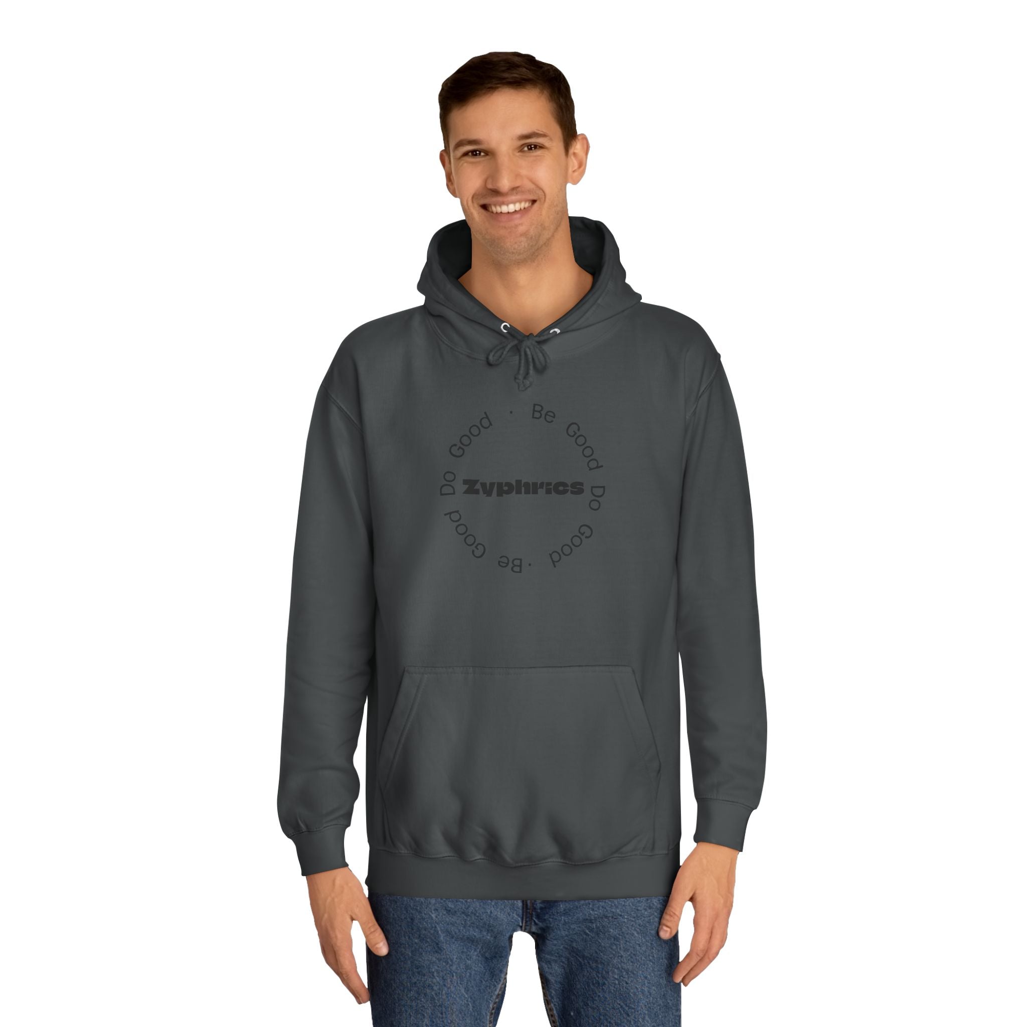 Minimalist ‘Good Vibes’ White Hoodie — College Style Casual Pullover