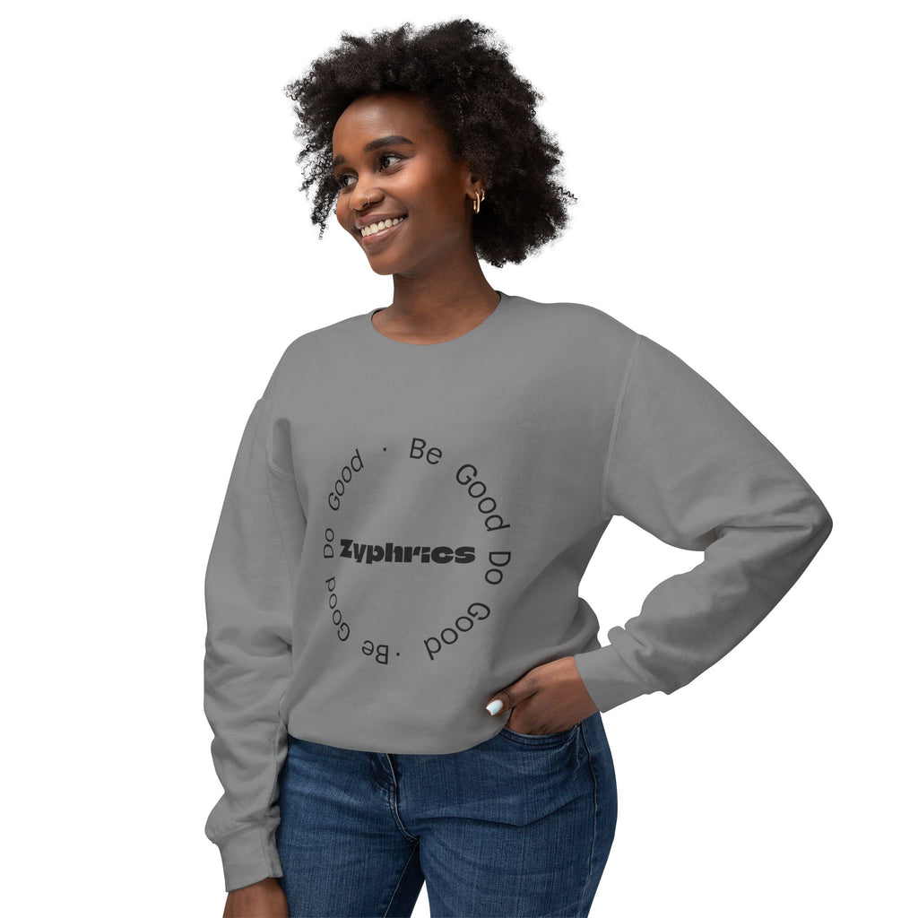 Crewneck Sweatshirt — Minimal "Be Good Do Good" Circle Design