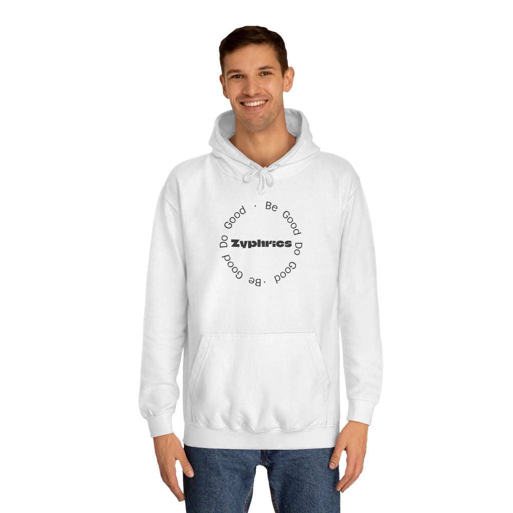 Minimalist ‘Good Vibes’ White Hoodie — College Style Casual Pullover